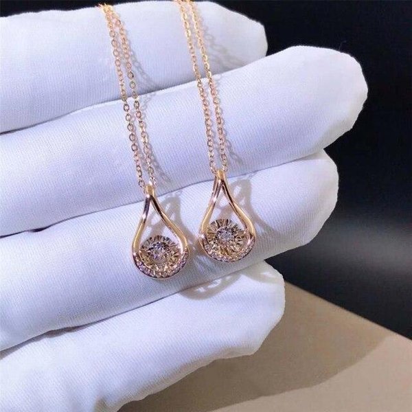 Collar Colgante Mini Piedra De Cristal Estilo Lujo Con JoyeríA Color Dorado Para Mujeres Impresionantes Accesorios De CombinacióN Diaria 45Cm-image