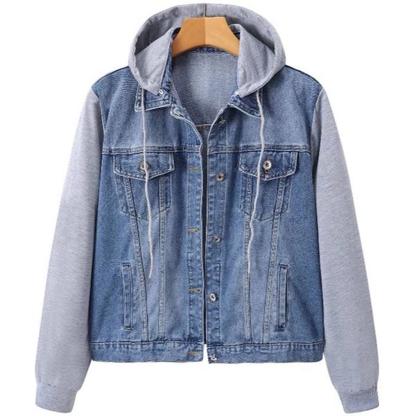 Kurtka Damska Z Polaru Z Podszewką Z DżInsu, Gruba, Z Kapturem, Zimowa, CiepłA, Casua Xxxl Gray-image