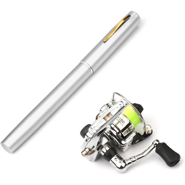 Carrete De CañA De Pescar Plegable Combo Mini Pluma Kit De CañA De Pescar Carrete Giratorio De CañA De Pescar TelescóPica 1M-image