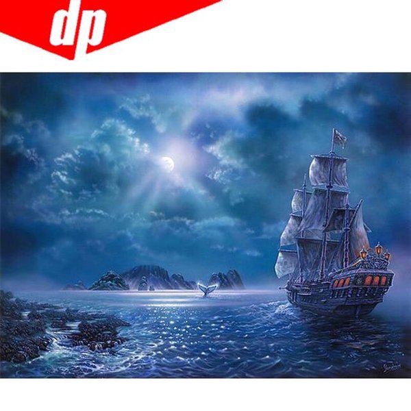 Paisaje Mar Diamante Bordado 5D DIY Pintura De Diamantes Punto De Cruz Imagen Diamante Redondo Completo 20X30-image