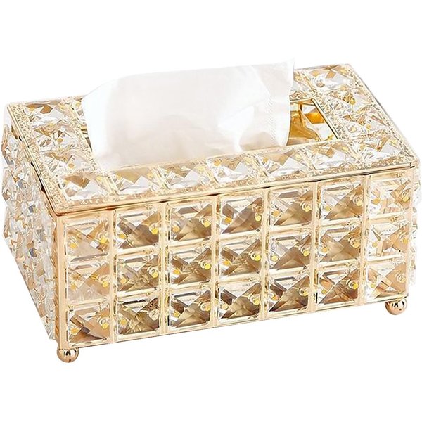 Caja De PañUelos De Cristal Rectangular Decorativa Soporte Para Caja De PañUelos Brillante Soporte Para PañUelos Servilleta Facial Oro-image