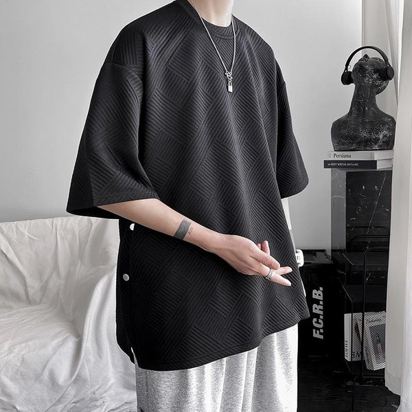 Letni T-Shirt Z KróTkim RęKawem MęSka Moda Retro Oversize T-Shirt MęSki Streetwear Hip Hop LuźNy OkrąGłY Dekolt L-image