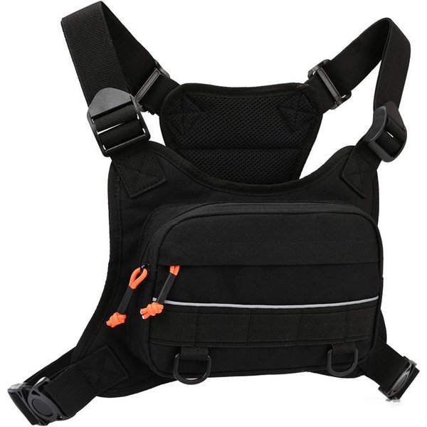 Torba Na Klatkę Piersiową Dla MężCzyzn Do Biegania Plecak Z Przodu Kamizelki Rig Pouch Na Piesze Wycieczki Jazda Na Rowerze Kemping Na śWieżYm Powietrzu WęDkarstwo Polowanie PodróżE Torba Molle Czarny-image