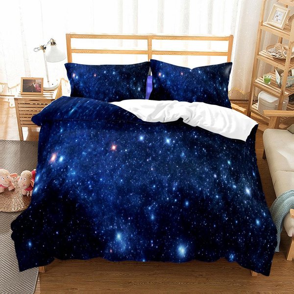 Nocny KsiężYc 3D PośCiel EU Pojedynczy PodwóJny King US Twin PełNy Queen King ŁóżKo Zestaw Lniany AU Single(140X210Cm)-image