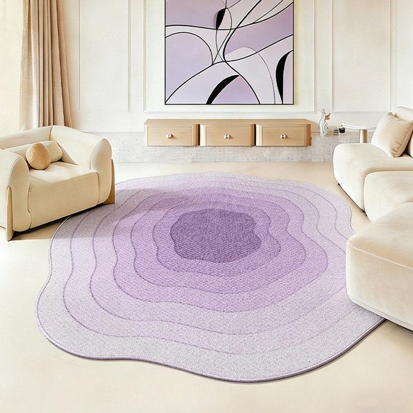 Nieregularny KształT Dekoracja Sypialni Fioletowy Dywan Puszysty MięKki Mata PodłOgowa Do Gabinetu Grubo Pluszowy Dywan WzóR Lamparta Dywany Do Salonu 100X160Cm-image