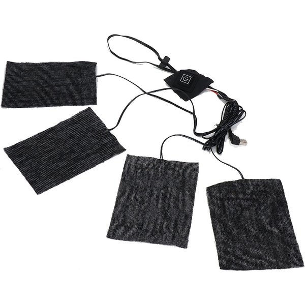 Ropa Almohadillas EléCtricas Calefactoras Acampada De Invierno Ajustable 3 Niveles Fibra De Carbono Lavable USB 5V Black-image