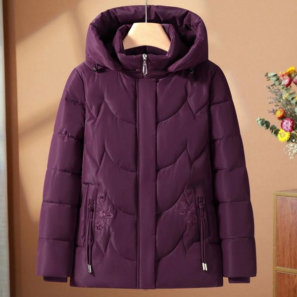 Abrigos De Invierno Para Mujer De Mediana Edad, Con Capucha, Informales, De Talla Grande, Parkas Para Mujer, Prendas De Abrigo Gruesas Y CáLidas 5XL PúRpura-image