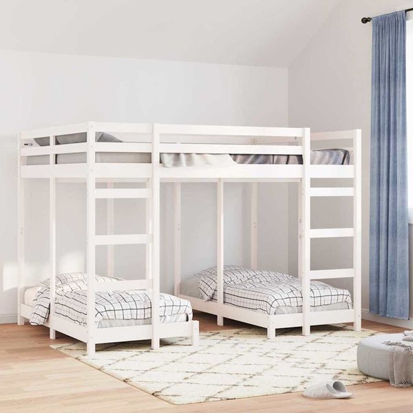 Estructura De Litera Triple Blanca 140 X 200 Cm-image