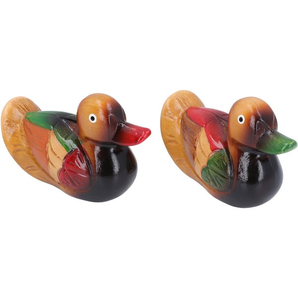 1 Par Figurita De Patos Mandarines De Madera Coloridos PáJaros Del Amor Estatua De Pato Escultura Decorativa Hecha A Mano Adorno De Boda Type 1 Brown-image