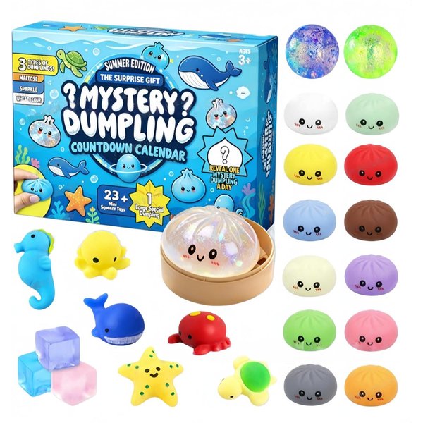 Kalendarz Adwentowy Squishy PierożKi 2026 Tajemniczy Kalendarz Odliczania PierożKóW Losowe Zabawki Fidget Do ŚCiskania Bao Bun Dla Redukcji Stresu Blue-image