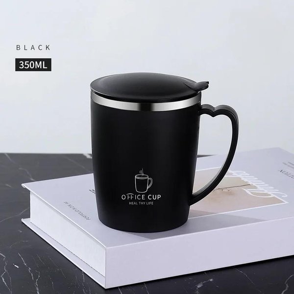 350Ml Termiczny Kubek Do Kawy Z PodwóJną śCianką Ze Stali Nierdzewnej, Izolowany Termicznie, Kubek Do Kawy I Mleka Z Uchwytem I Pokrywką, PodróżNy Kubek Do Picia 350Ml-image