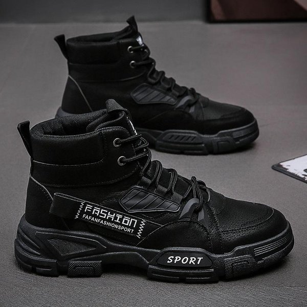 Wiosenne Nowe Casualowe Buty Robocze Outdoorowe Modne Buty MęSkie Modne SkóRzane Buty Brytyjskie Wysokie Buty MęSkie 44-image