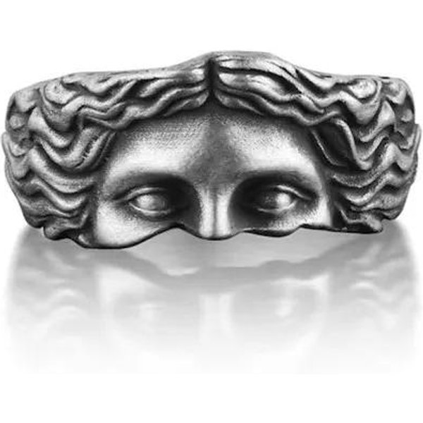 Anillo Abierto De Metal Vintage Venus Media MáScara Para Hombres Color Cobre Tallado Anillo Ajustable JoyeríA De Moda Para Fiesta Accesorios-image