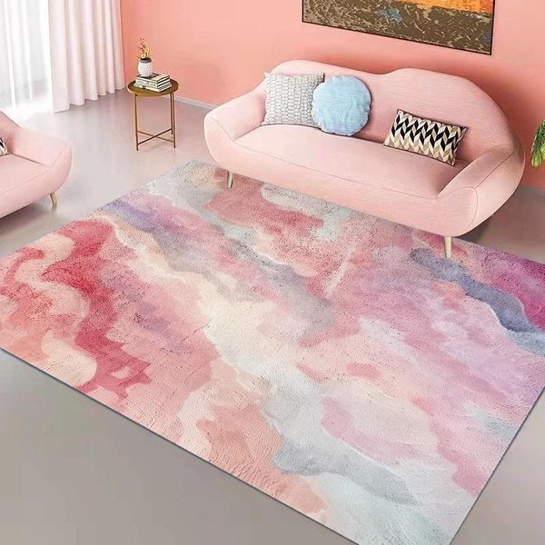 Dywan Do Salonu Ins Pink Rainbow Nowoczesny Uroczy Dywan Do Dekoracji Pokoju Dziewczynki MięKki Dywan Do Sypialni Mata Do Dekoracji Malarskiej Dla Dzieci 140*200Cm-image