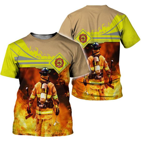 Koszulki StrażAckie StrażAk 3D Print MężCzyźNi Kobiety Casual KróTki RęKaw T-Shirt Streetwear Oversized Harajuku Dzieci Koszulki Top Odzież 5XL Brown-image