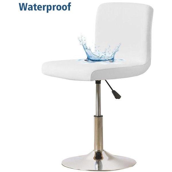 Funda Impermeable Para Silla De Taburete De Bar Respaldo Corto Oficina Silla Giratoria Elevable Funda EláStica Para Asiento Para Hotel Banquete Comedor Universal White-image