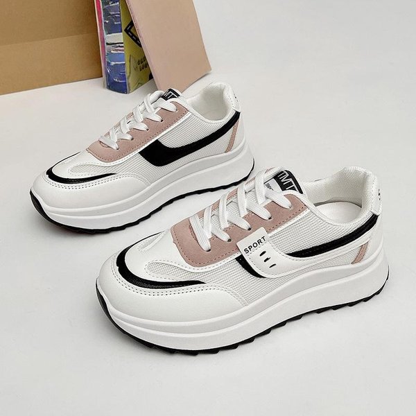 Zapatillas Deportivas De Plataforma Para Mujer, Nuevas De Primavera Y OtoñO, Ligeras, De Moda, VersáTiles, Casuales, Deportivas, Zapatos Blancos 40 Negro-image