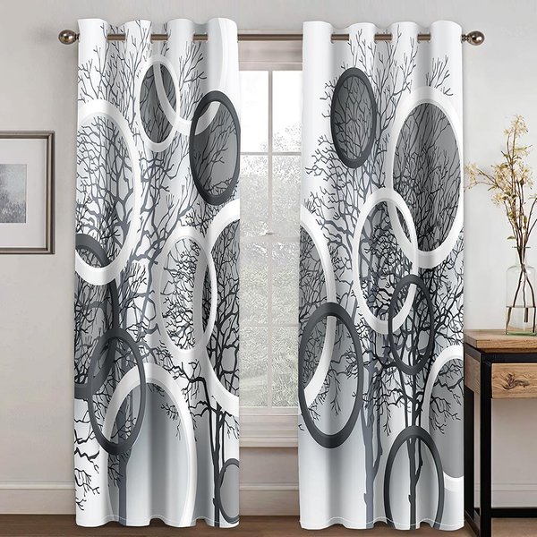 Cortinas Con PatróN De Mariposas En Blanco Y Negro En 3D Para Dormitorio, Cortinas Que AmplíAn El Espacio Y Dan Sombra A La Ventana Del Dormitorio 100W160H(Cm)40X63In&Grommet Top-image