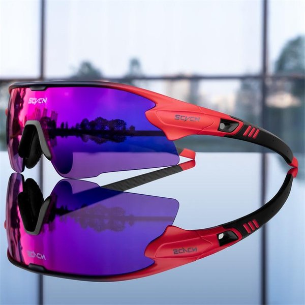 Scvcn Mountain Bicycle Okulary Sportowe MęSkie Okulary PrzeciwsłOneczne Gogle Rowerowe Outdoor MTB Road Running Okulary PrzeciwsłOneczne Ochrona UV400 Photochromic-4Lens-image