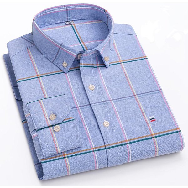 Camisa De Hombre 100% AlgodóN Manga Larga Cuadros Oxford Casual Color SóLido Estampado Corte Regular Camisa Formal De Vestir Talla Grande 7XL 6XL 5XL 44 White-image