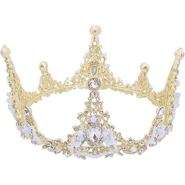 Diadema Tiara Corona Infantil Princesa CumpleañOs Accesorios Para El Cabello Diadema Infantil Linda Redonda Corona Pasarela VersióN Coreana Para Mujeres Beige-image