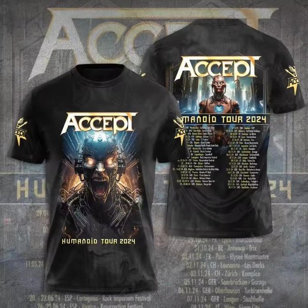 Koszulka MęSka Vintage Klasyczny Zespół Accept Koszulki Z Nadrukiem 3D MężCzyzna Kobieta Hip Hop KróTki RęKaw T-Shirt Moda Street MęSki Top Odzież XL-image