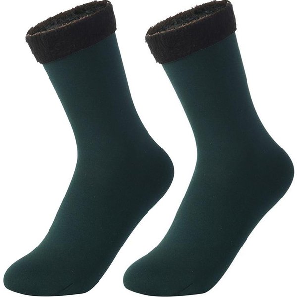 Calcetines De Pantorrilla Con Forro Polar Para Mujer, Calcetines TéRmicos Gruesos De Invierno, Calcetines Largos Y CáLidos Y Acogedores Para El Tobillo Para El Hogar Verde Oscuro-image