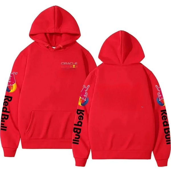 Nowa MęSka Bluza Z Kapturem Jesień Zima DłUgi RęKaw CiepłY Pulower Modny Outdoor Wygodny CiepłY LuźNy Hoodie M Czerwony-image