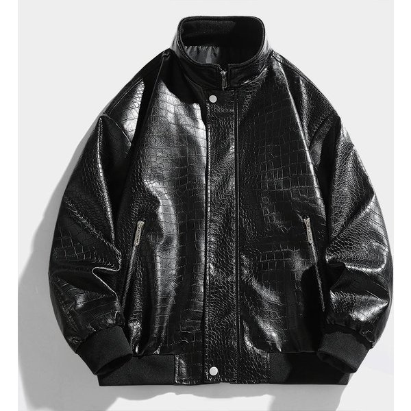 Chaqueta Para Hombre Guochao Chaqueta De Cuero Americana Chaqueta De Cuero Lavado PU Para Hombre Top Para Hombre XXL Gray-image