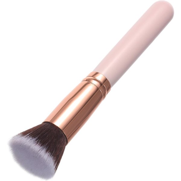 Brocha De Base Punta Plana Brochas Para Pulir Abanico Contorno Brocha Para Polvos Iluminador Brocha Para Colorete Maquillaje Oro Rosa-image