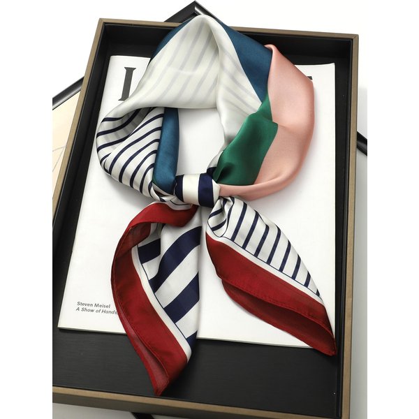 Luksusowe Marki Szale Dla Kobiet Szale Nadruk Jedwabny Satynowy Szalik HidżAb Kobiecy Bandana 70*70Cm Kwadratowe Szale Szale Dla Pań Gray-image