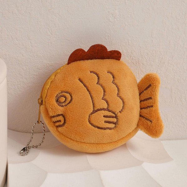 Monedero De Dibujos Animados Con Forma De Cartera Kawaii, PortáTil, De Peluche, Organizador De Llaves, Auriculares Y Monedas, Bolsa Con Cremallera, Regalo Para NiñOs MarróN-image