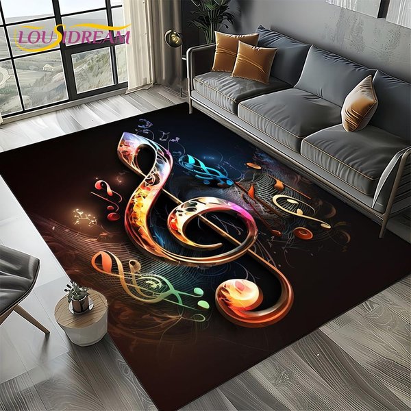 Nuta Muzyczna Kolorowa Partytura KreskóWkowa Dywanik Dywanik Do Salonu Sypialni Domu Dekoracja Sofy, DziecięCa Mata PodłOgowa AntypośLizgowa 40X60Cm( 15X23In )-image