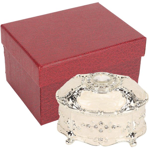 Caja De JoyeríA Vintage Ovalada De AleacióN De Zinc Decorativa Para Almacenamiento De Baratijas Para Anillos Almacenamiento De Collares-image