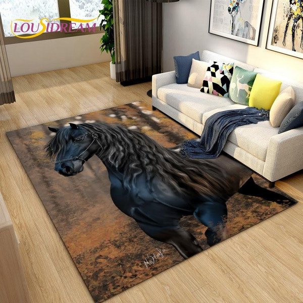 3D Lekki Luksusowy Nowoczesny Dywan Do SkłAdania Koni DużY, Dywanik Dywanowy Do Salonu Sypialnia Sofa, Kuchnia Wycieraczka łAzienkowa AntypośLizgowa Mata PodłOgowa 70X100Cm-image