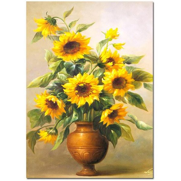 Olejny Kwiat Plakat Artystyczny SłOnecznik PłóTno Malarstwo żółTy Genialny Wall Art Nordic Drukuje ZdjęCia Do Salonu Home Decor 50Cm×80Cm Noframe-image