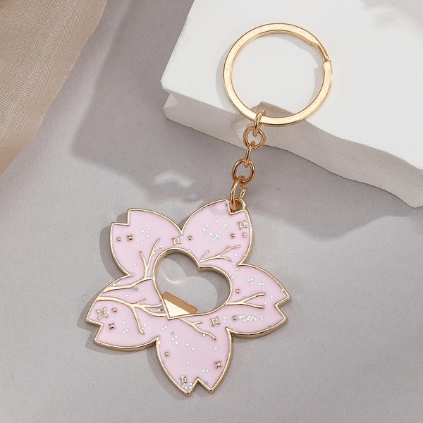 Abrebotellas Con Llavero De Flor De Cerezo Rosa Chic De AleacióN De Zinc, Accesorio De Moda Y Lindo Para Llaves Del Coche Y Bolsos - Perfecto Para El Uso Diario O Regalo De Vacaciones 1Pc Gray-image