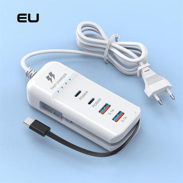 EstacióN De Carga RáPida De 4 Puertos, Adaptador De Corriente, Concentrador De Cargador USB Pd, Extensor De MúLtiples Puertos Para TeléFono MóVil, Tableta, CáMara Y Carga-image