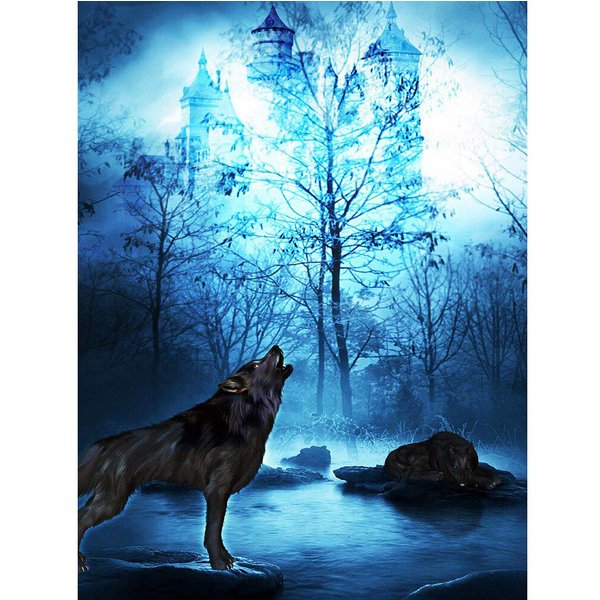 Pintura De Diamante Lobo Taladro Completo Bordado De Diamantes Animal Cristal Diamante Arte Hobby DecoracióN Del Hogar 20X30CM-image