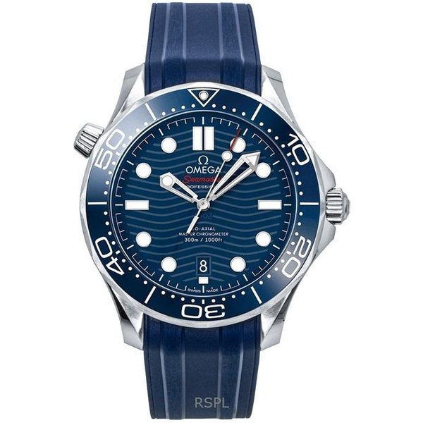 Omega Seamaster Correa De Caucho Esfera Azul AutomáTico Diver's 210.32.42.20.03.001 300M Reloj Para Hombre-image