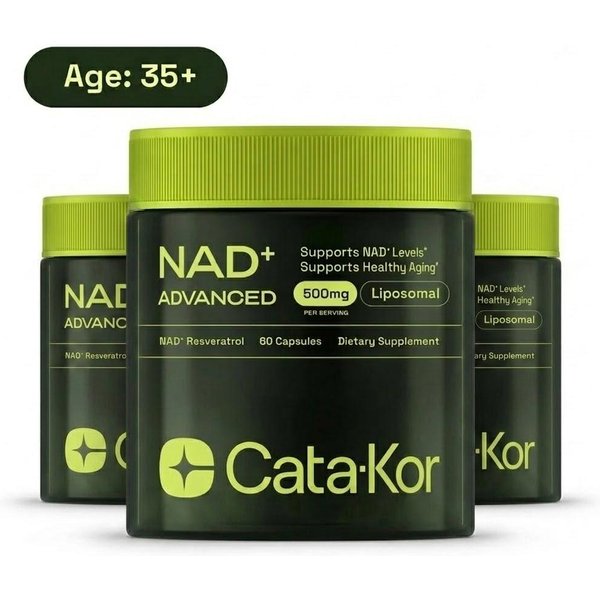 Cata-Kor 500Mg - Suplemento De Nad+ Para El Apoyo Al Envejecimiento De La Piel, EnergíA Y ConcentracióN - 60 CáPsulas. Pack Of 3-image