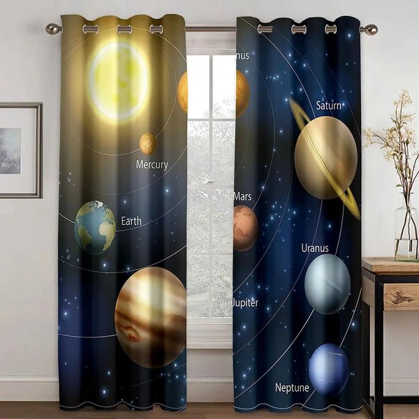 ZasłOny Kosmonauci W Kosmosie Do Pokoju DziecięCego ZasłOny Do Salonu 2 Sztuki Darmowa WysyłKa 100W130H(Cm)40X51In&Hook-image