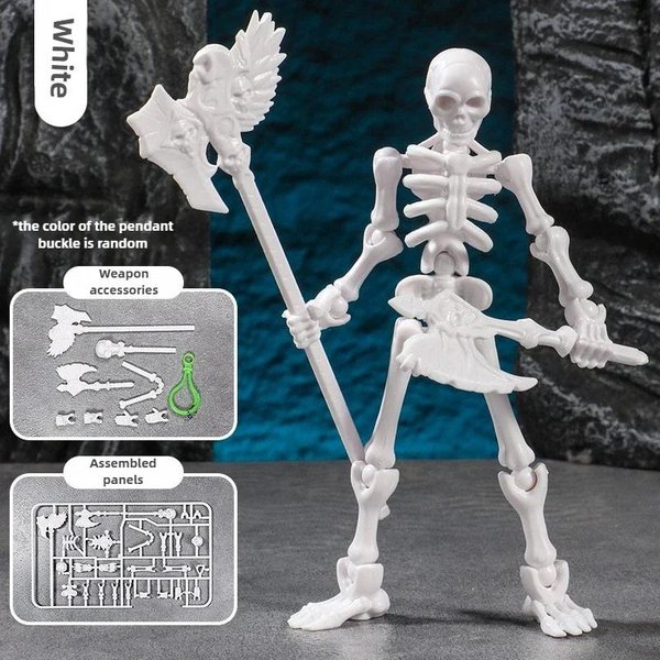 TróJwymiarowy Model Czaszki Zabawka Do SkłAdania Wielostawowy Marionetka Czaszka I KośCi Dekoracja Figurki Akcji Prezent Anime-image