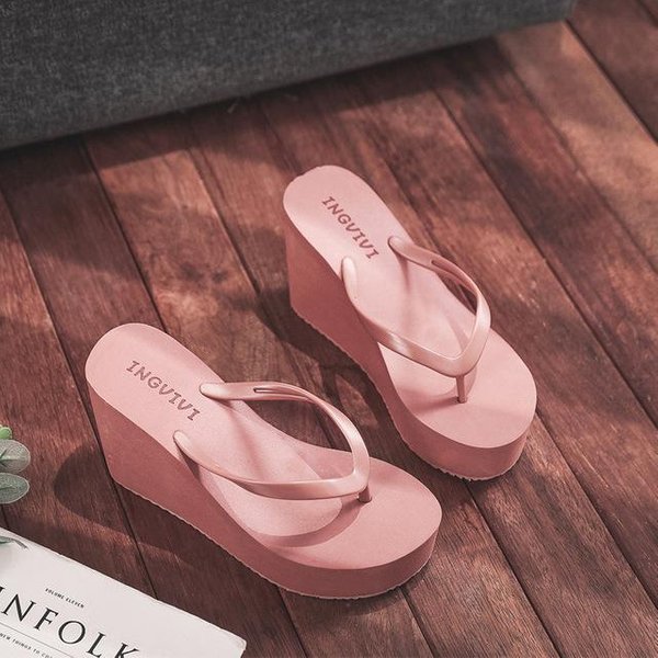 Letnie Buty Damskie Klapki PlażOwe SandałY Na Platformie SandałY Na Wysokim Obcasie Jednokolorowe Klapki Na Deskorolkę Damskie Obcasy 37 Ciemny Kolor BrąZowy-image
