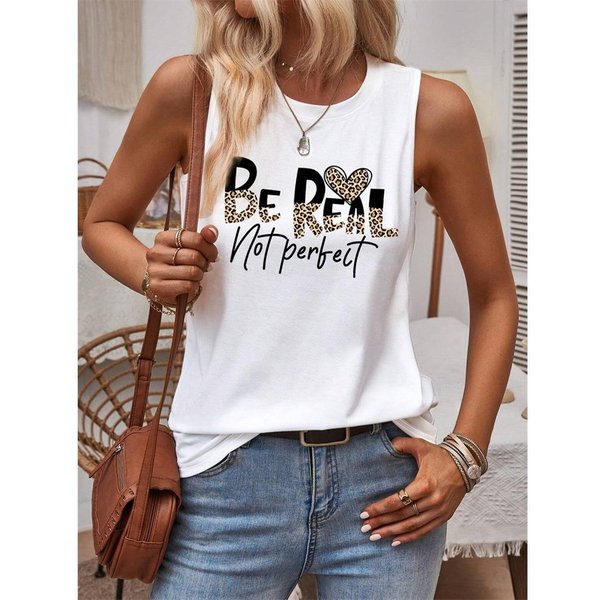 2024 Nowy Damski Tank Top Z OkrąGłYm Dekoltem Z Nadrukiem Leoparda I Napisem Love Damski Tank Top Moda Uliczna Damski Casualowy Tank Top 5XL-image