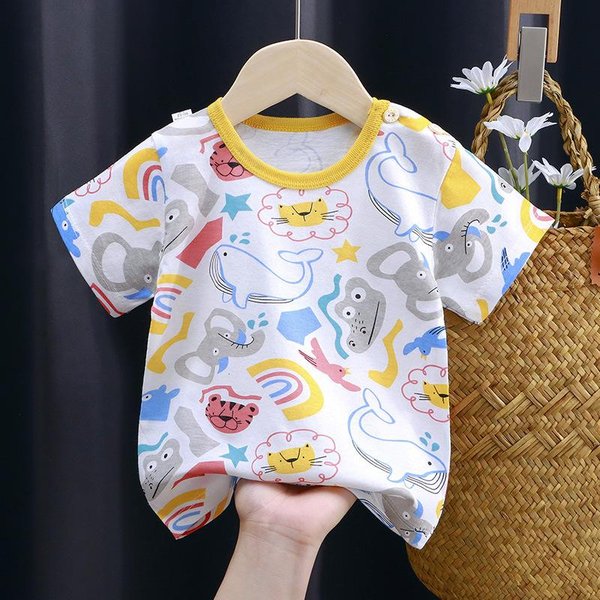 Camiseta De Manga Corta Para NiñOs Ropa De Verano Para NiñAs Bebé Bebé Verano Ropa Para NiñOs Tops Para NiñOs 73CM White-image