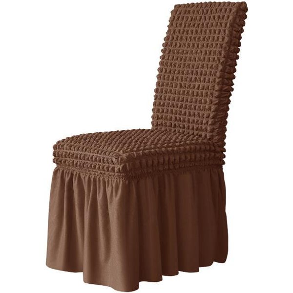 Funda Para Silla Seersucker Con Respaldo Alto Y Falda, Funda EláStica Para Silla De Calidad Para Comedor, Boda, Hotel, Banquete, Funda De Asiento Lavable 1 Piece-image