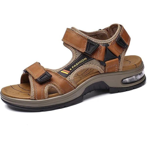 Letnie MęSkie SandałY SkóRzane MęSkie Pierwsza Warstwa SkóRa BydlęCa Gladiator Rzymskie MęSkie SandałY PlażOwe MięKkie Buty Do Brodzenia 2024 46 Brown-image