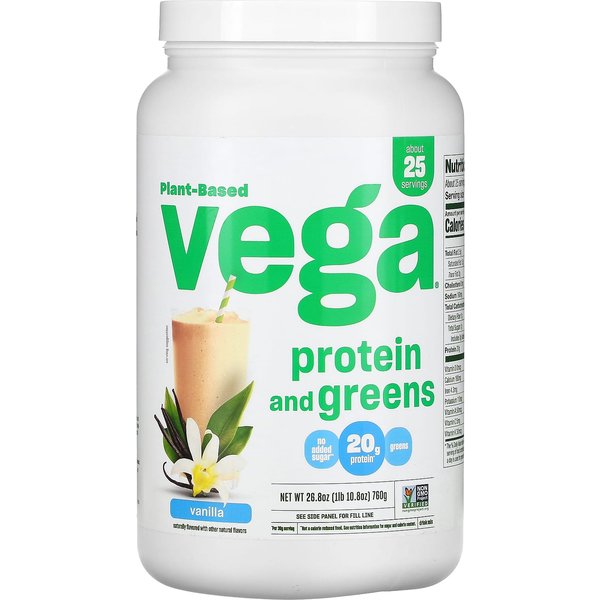 Vega, ProteíNa Y Verduras De Origen Vegetal, Vainilla, 26.8 Oz (760 G)-image