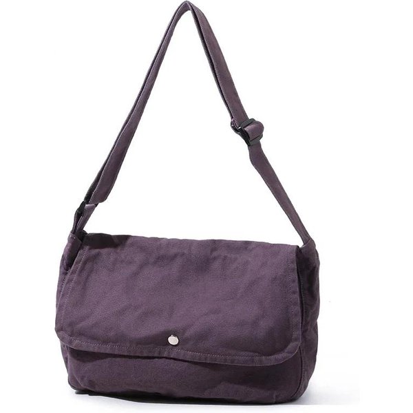 Vintage PłóCienna Torba Listonoszka Dla Kobiet Jednokolorowa DużA Pojemność MłOdzieżOwa Crossbody Na Ramię Torba Tote Black-image